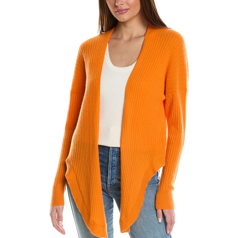 Autumn Cashmere Womens Rib Cashmere Cardigan, Blue